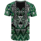 Aotearoa Ngai Tahu T Shirt Maori Tribal Dark Green Paua Shell Pattern