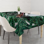 Aotearoa Ngai Tahu Tablecloth Maori Tribal Dark Green Paua Shell Pattern