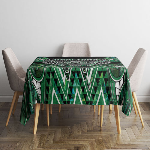 Aotearoa Ngai Tahu Tablecloth Maori Tribal Dark Green Paua Shell Pattern