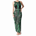 Aotearoa Ngai Tahu Tank Maxi Dress Maori Tribal Dark Green Paua Shell Pattern