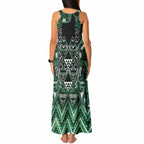 Aotearoa Ngai Tahu Tank Maxi Dress Maori Tribal Dark Green Paua Shell Pattern