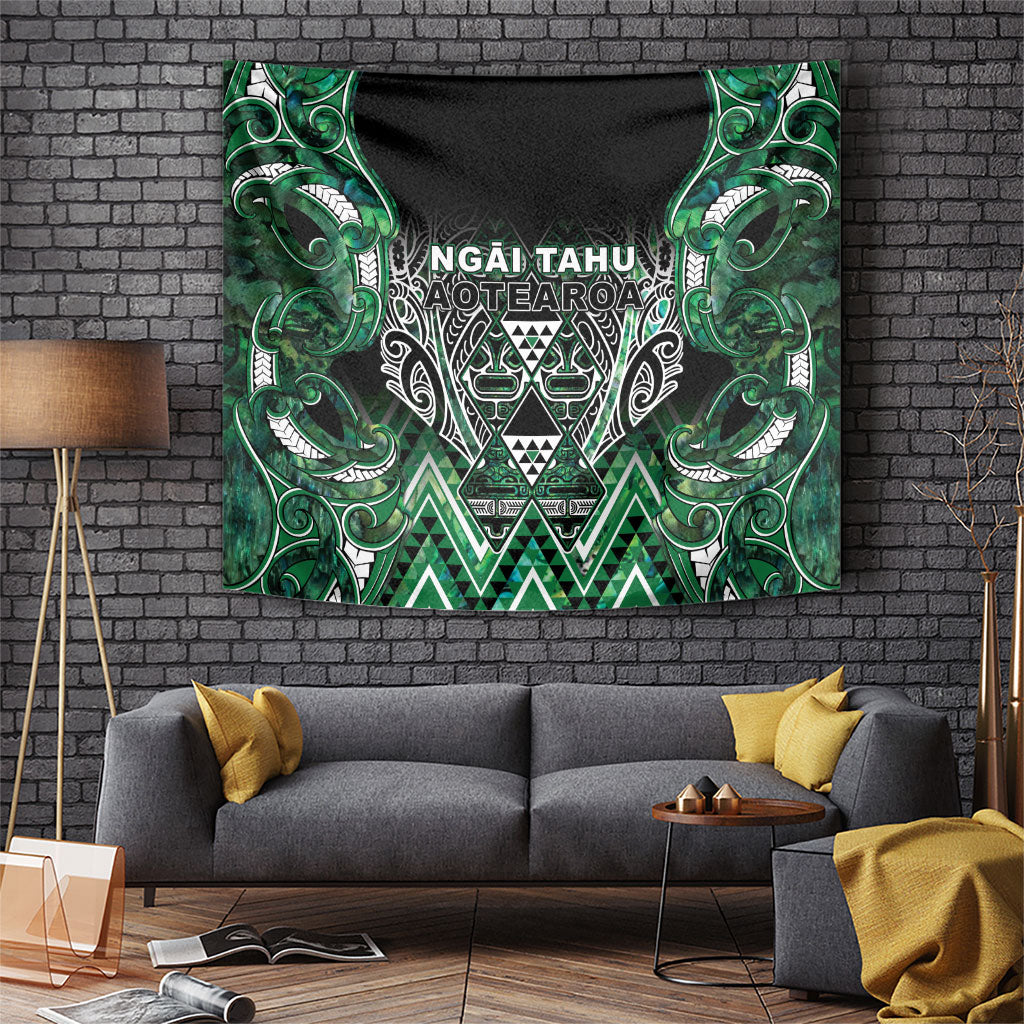 Aotearoa Ngai Tahu Tapestry Maori Tribal Dark Green Paua Shell Pattern