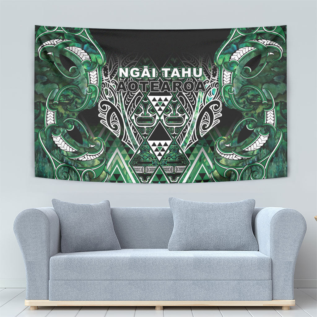 Aotearoa Ngai Tahu Tapestry Maori Tribal Dark Green Paua Shell Pattern