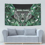 Aotearoa Ngai Tahu Tapestry Maori Tribal Dark Green Paua Shell Pattern