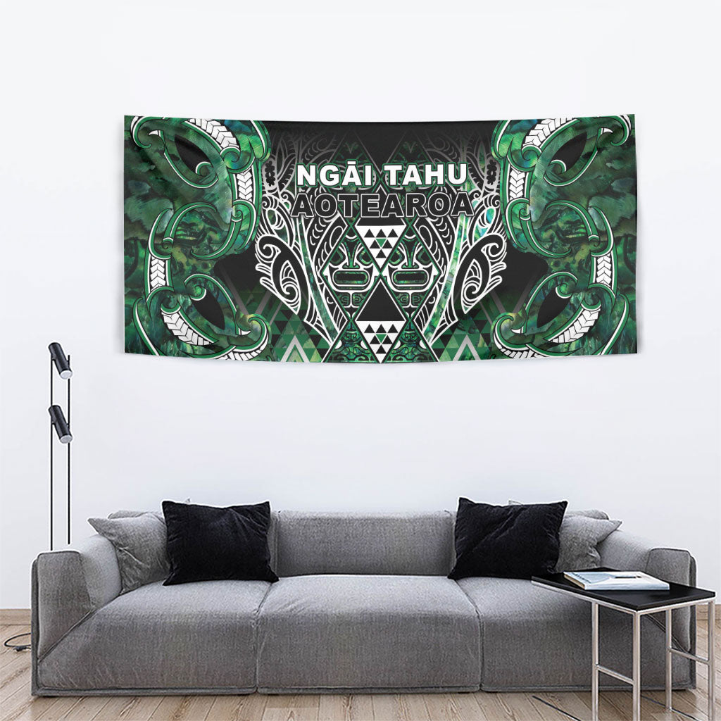 Aotearoa Ngai Tahu Tapestry Maori Tribal Dark Green Paua Shell Pattern