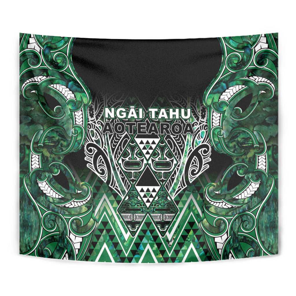 Aotearoa Ngai Tahu Tapestry Maori Tribal Dark Green Paua Shell Pattern