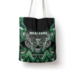 Aotearoa Ngai Tahu Tote Bag Maori Tribal Dark Green Paua Shell Pattern