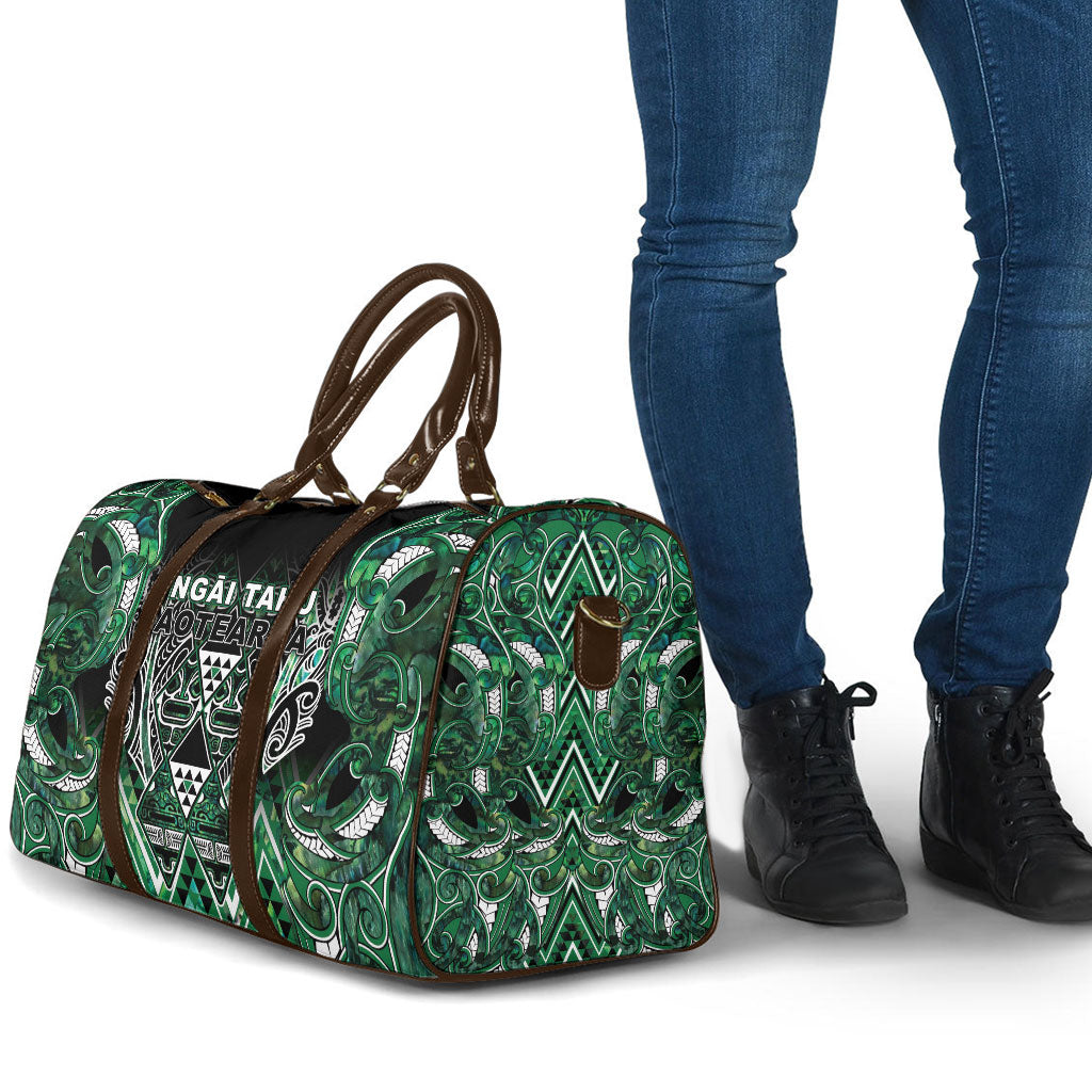 Aotearoa Ngai Tahu Travel Bag Maori Tribal Dark Green Paua Shell Pattern
