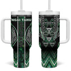 Aotearoa Ngai Tahu Tumbler With Handle Maori Tribal Dark Green Paua Shell Pattern