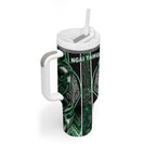 Aotearoa Ngai Tahu Tumbler With Handle Maori Tribal Dark Green Paua Shell Pattern