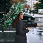 Aotearoa Ngai Tahu Umbrella Maori Tribal Dark Green Paua Shell Pattern