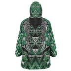 Aotearoa Ngai Tahu Wearable Blanket Hoodie Maori Tribal Dark Green Paua Shell Pattern