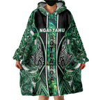 Aotearoa Ngai Tahu Wearable Blanket Hoodie Maori Tribal Dark Green Paua Shell Pattern