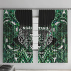 Aotearoa Ngai Tahu Window Curtain Maori Tribal Dark Green Paua Shell Pattern