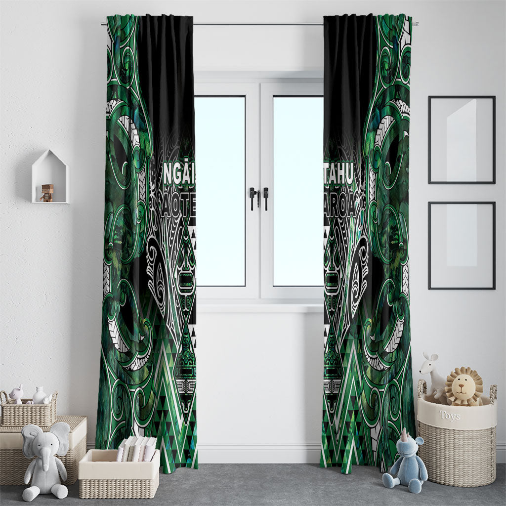 Aotearoa Ngai Tahu Window Curtain Maori Tribal Dark Green Paua Shell Pattern