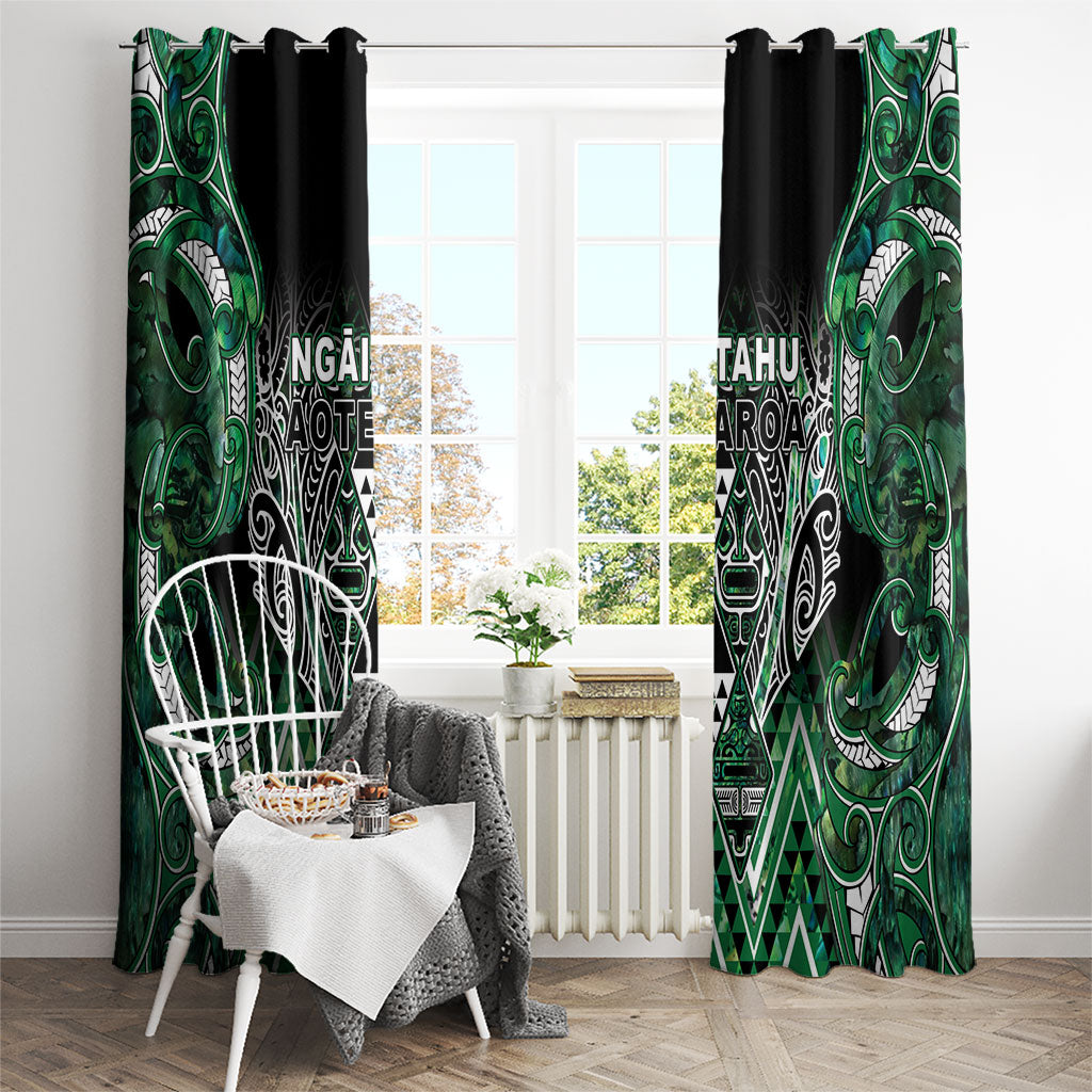 Aotearoa Ngai Tahu Window Curtain Maori Tribal Dark Green Paua Shell Pattern