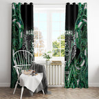 Aotearoa Ngai Tahu Window Curtain Maori Tribal Dark Green Paua Shell Pattern