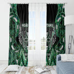 Aotearoa Ngai Tahu Window Curtain Maori Tribal Dark Green Paua Shell Pattern