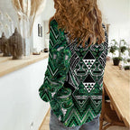 Aotearoa Ngai Tahu Women Casual Shirt Maori Tribal Dark Green Paua Shell Pattern