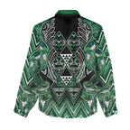 Aotearoa Ngai Tahu Women Casual Shirt Maori Tribal Dark Green Paua Shell Pattern
