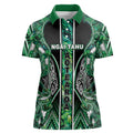 Aotearoa Ngai Tahu Women Polo Shirt Maori Tribal Dark Green Paua Shell Pattern