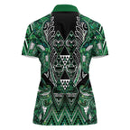 Aotearoa Ngai Tahu Women Polo Shirt Maori Tribal Dark Green Paua Shell Pattern