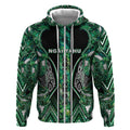 Aotearoa Ngai Tahu Zip Hoodie Maori Tribal Dark Green Paua Shell Pattern