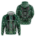 Aotearoa Ngai Tahu Zip Hoodie Maori Tribal Dark Green Paua Shell Pattern