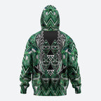 Aotearoa Ngai Tahu Zip Hoodie Maori Tribal Dark Green Paua Shell Pattern