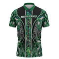 Aotearoa Ngai Tahu Zipper Polo Shirt Maori Tribal Dark Green Paua Shell Pattern