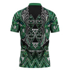 Aotearoa Ngai Tahu Zipper Polo Shirt Maori Tribal Dark Green Paua Shell Pattern