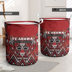 Aotearoa Te Arawa Laundry Basket Maori Tribal Dark Red Paua Shell Pattern