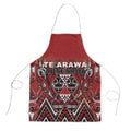 Aotearoa Te Arawa Apron Maori Tribal Dark Red Paua Shell Pattern