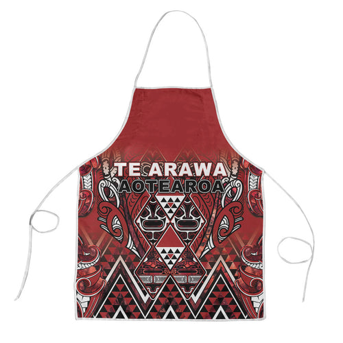 Aotearoa Te Arawa Apron Maori Tribal Dark Red Paua Shell Pattern