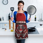 Aotearoa Te Arawa Apron Maori Tribal Dark Red Paua Shell Pattern