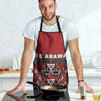 Aotearoa Te Arawa Apron Maori Tribal Dark Red Paua Shell Pattern