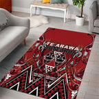 Aotearoa Te Arawa Area Rug Maori Tribal Dark Red Paua Shell Pattern