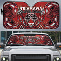 Aotearoa Te Arawa Auto Sun Shade Maori Tribal Dark Red Paua Shell Pattern