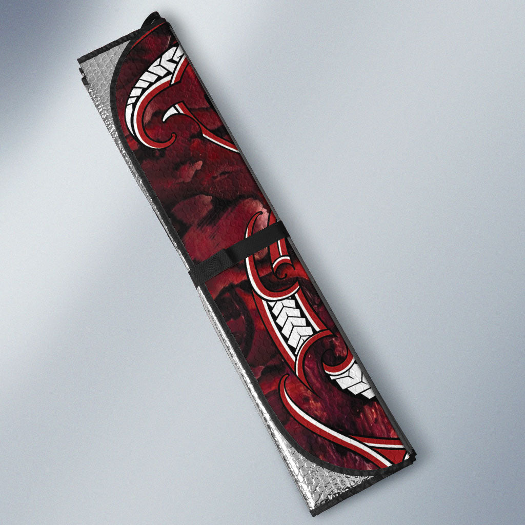 Aotearoa Te Arawa Auto Sun Shade Maori Tribal Dark Red Paua Shell Pattern