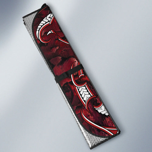 Aotearoa Te Arawa Auto Sun Shade Maori Tribal Dark Red Paua Shell Pattern