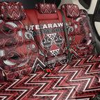 Aotearoa Te Arawa Back Car Seat Cover Maori Tribal Dark Red Paua Shell Pattern