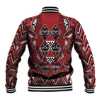 Aotearoa Te Arawa Baseball Jacket Maori Tribal Dark Red Paua Shell Pattern
