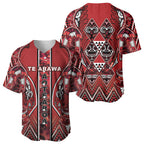 Aotearoa Te Arawa Baseball Jersey Maori Tribal Dark Red Paua Shell Pattern