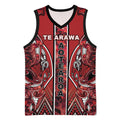 Aotearoa Te Arawa Basketball Jersey Maori Tribal Dark Red Paua Shell Pattern