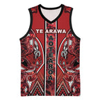 Aotearoa Te Arawa Basketball Jersey Maori Tribal Dark Red Paua Shell Pattern