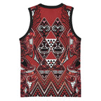 Aotearoa Te Arawa Basketball Jersey Maori Tribal Dark Red Paua Shell Pattern