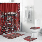 Aotearoa Te Arawa Bathroom Set Maori Tribal Dark Red Paua Shell Pattern