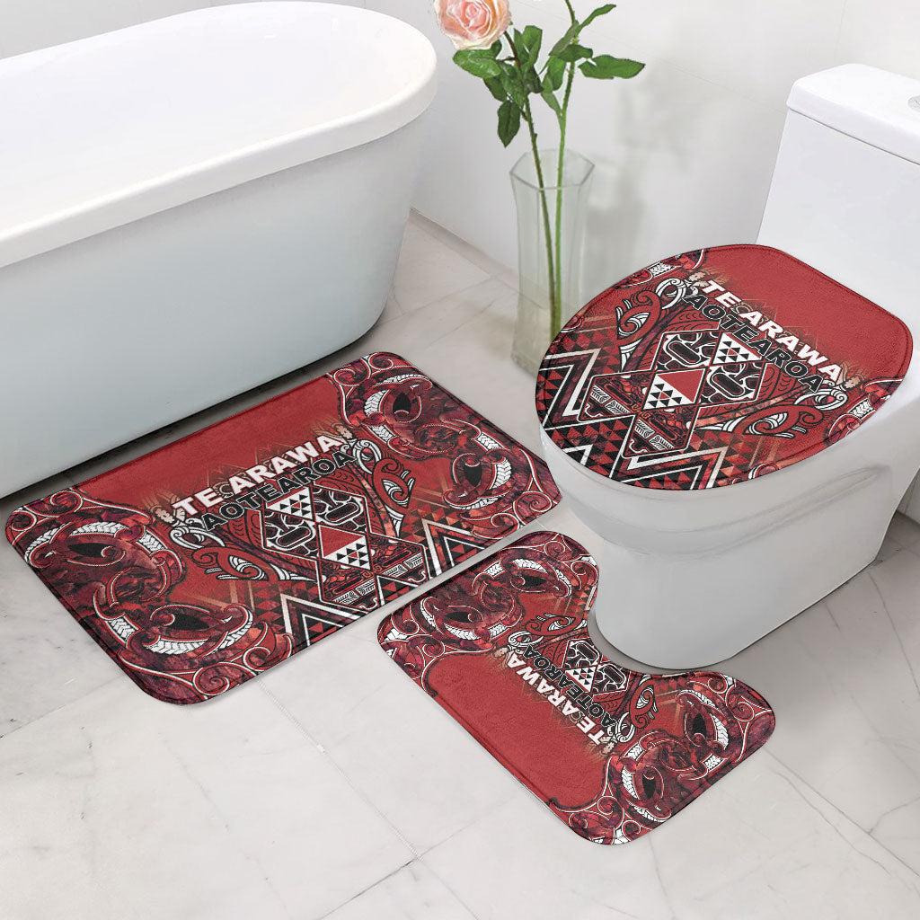 Aotearoa Te Arawa Bathroom Set Maori Tribal Dark Red Paua Shell Pattern
