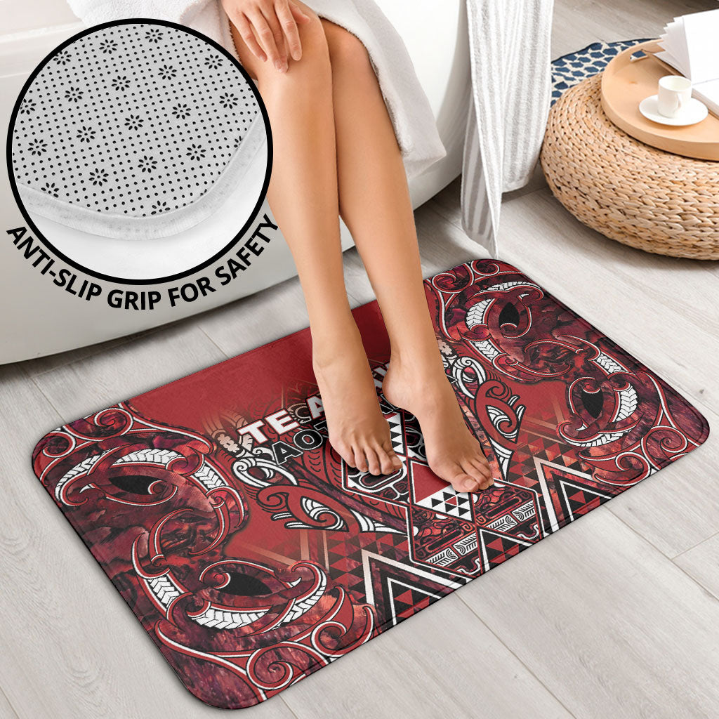 Aotearoa Te Arawa Bathroom Set Maori Tribal Dark Red Paua Shell Pattern
