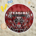 Aotearoa Te Arawa Beach Blanket Maori Tribal Dark Red Paua Shell Pattern